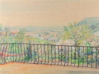 . Blick von einem Balkon über eine Stadt" - Paul Reckendorfer