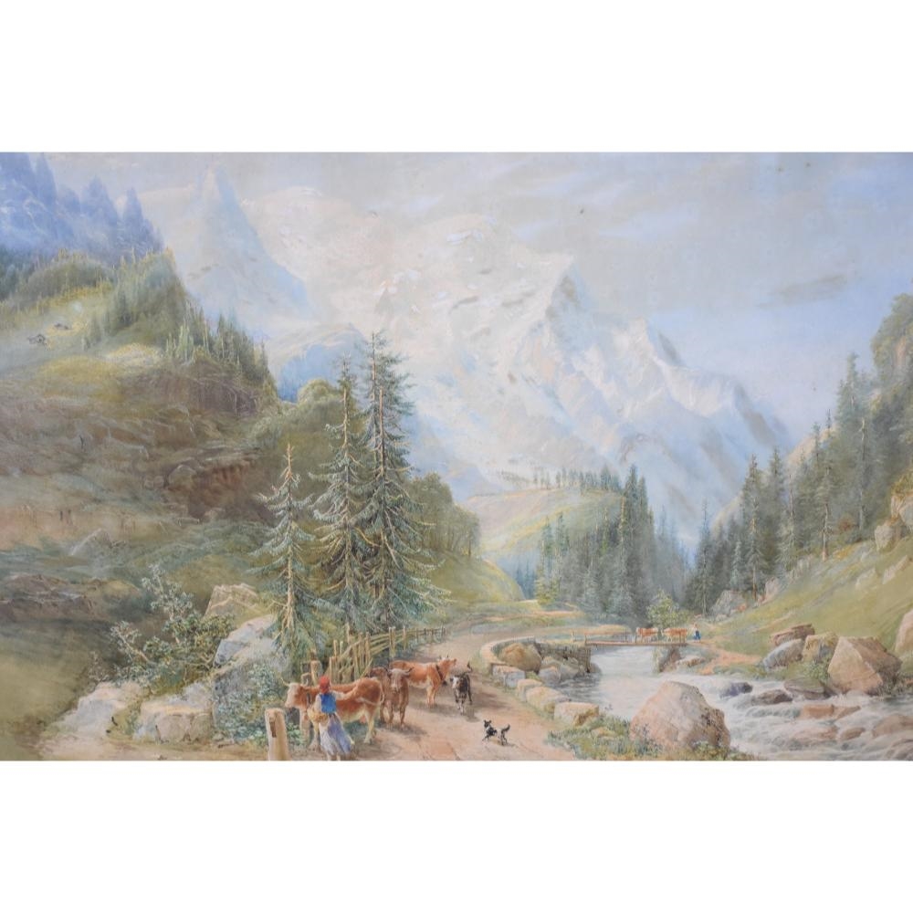 Artwork by Nicolas Chevalier, Nicholas Chevalier- Mountain View, watercolour, 75x105cm, signed & dated 1897 lower left, Made of watercolour