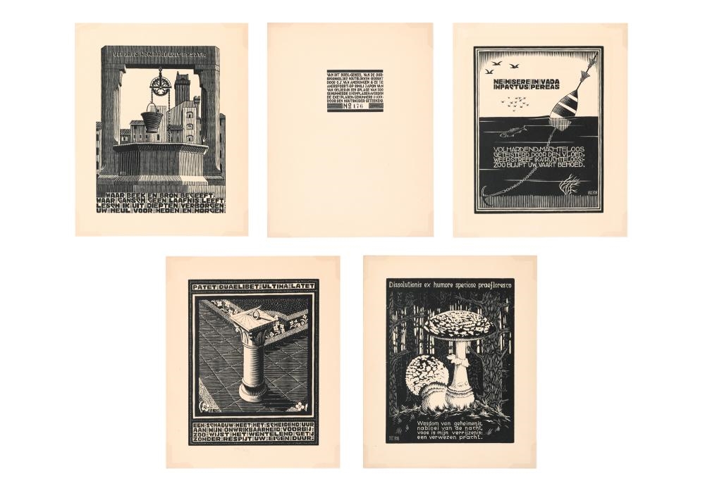 Lot of five Emblemata woodcuts - Maurits Cornelis Escher