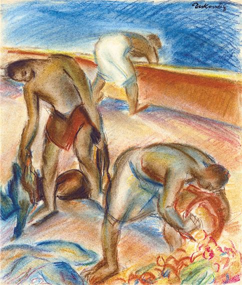 Gyula Derkovits | Scene with a Man carrying Fowls (Tripartite ...