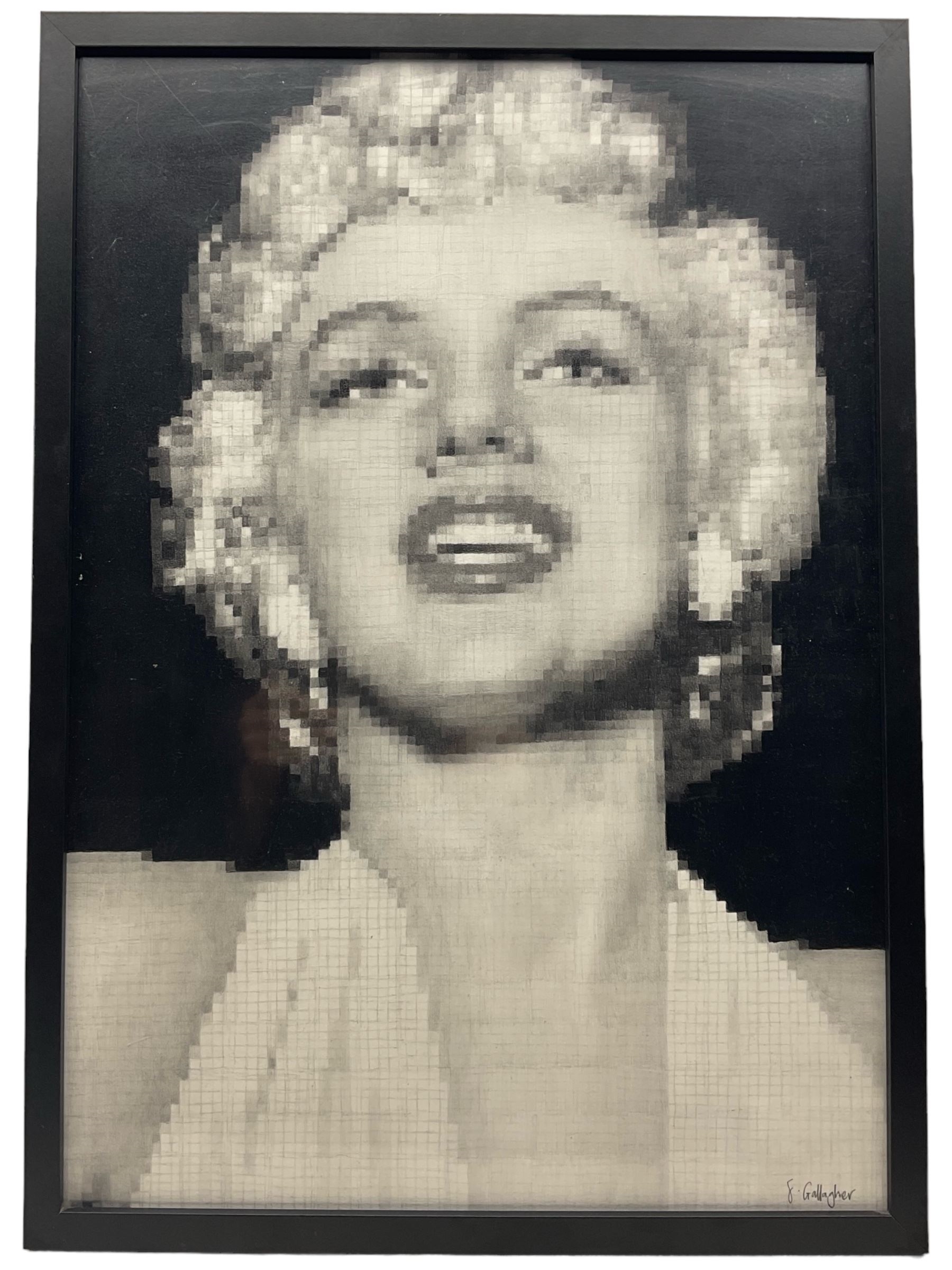 Artwork by Séamus Gallagher, Pixelated Portrait of Marilyn Monroe, Made of pencil