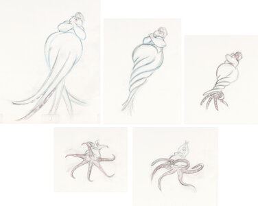 Walt Disney | The Little Mermaid Ursula Animation Drawings Group of 5 ...