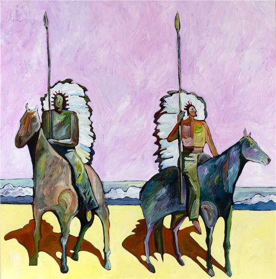 Thom Ross | Thom Ross (1953- ), Indians on the Beach | MutualArt