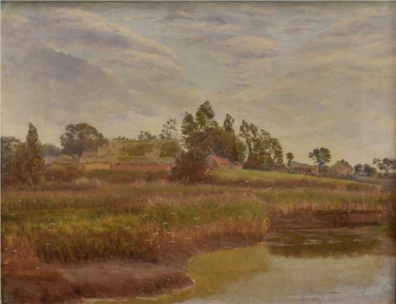George Thomas Rope | Barns across Watermeadows | MutualArt
