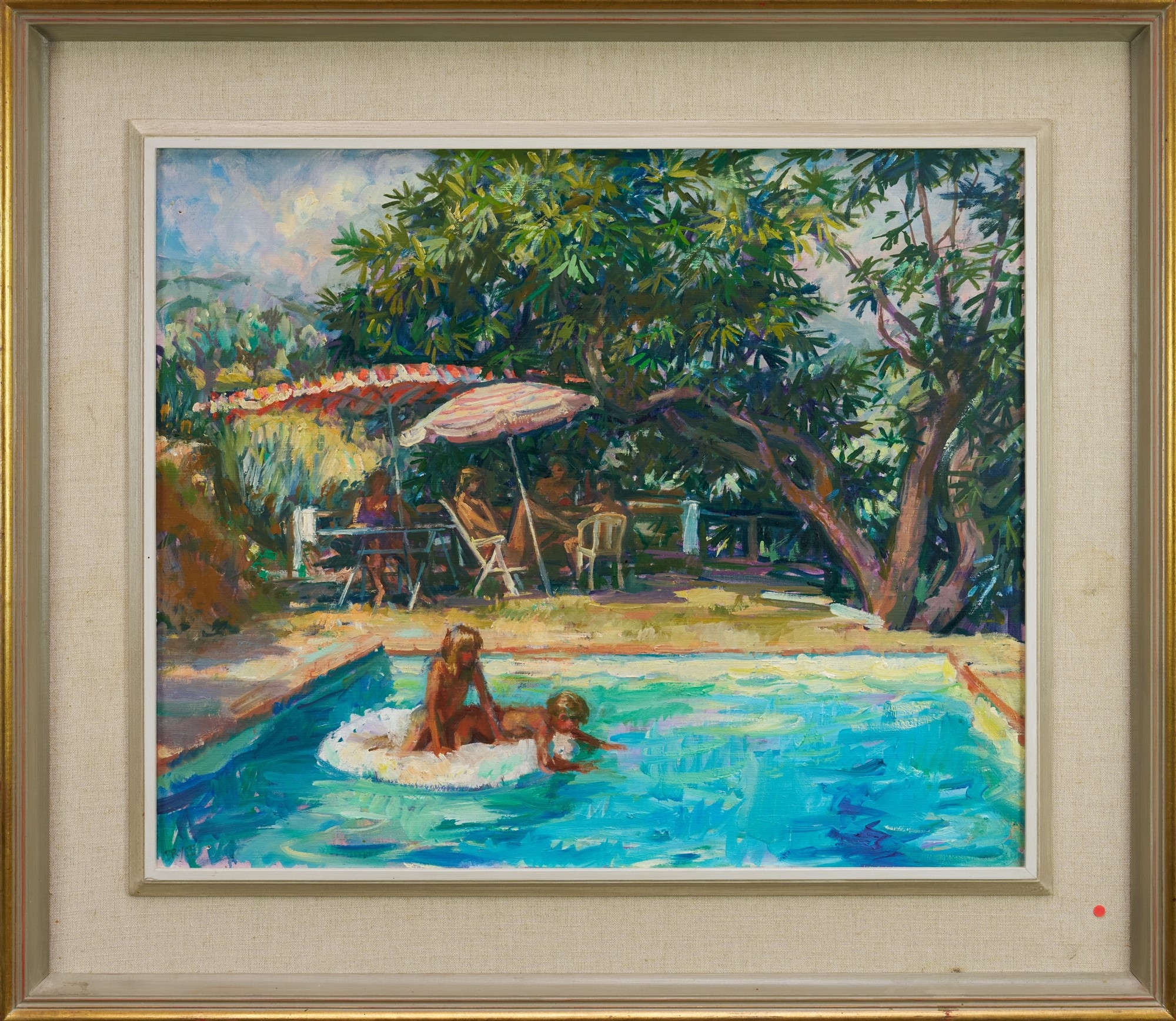 The Swimming Pool at Coaraze by Tessa Spencer  Pryse, dated 1992