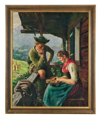 Emil Rau | A Zither Player and Her Admirer | MutualArt