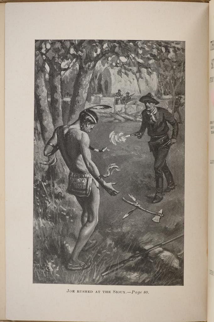 Artwork by Charles E. Meister, The Threat of Sitting Bull, Made of tan cloth bound