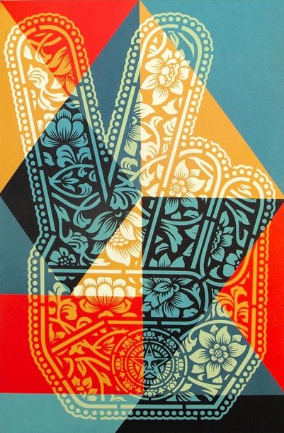 Shepard Fairey | Peace fingers geometric | MutualArt