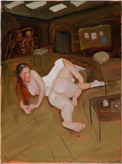 Homework in the cafeteria wrestlers by Jenna Gribbon, Painted in 2019