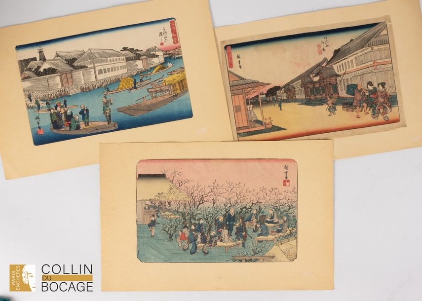 two prints from the series Les jolies vues d'Edo produced between 1835 and 1839 - Utagawa Hiroshige