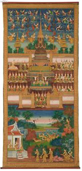 A Large and Fine Buddhist Silk Painting of Sama Jataka, Thailand, 19th century - Thai School, 19th Century