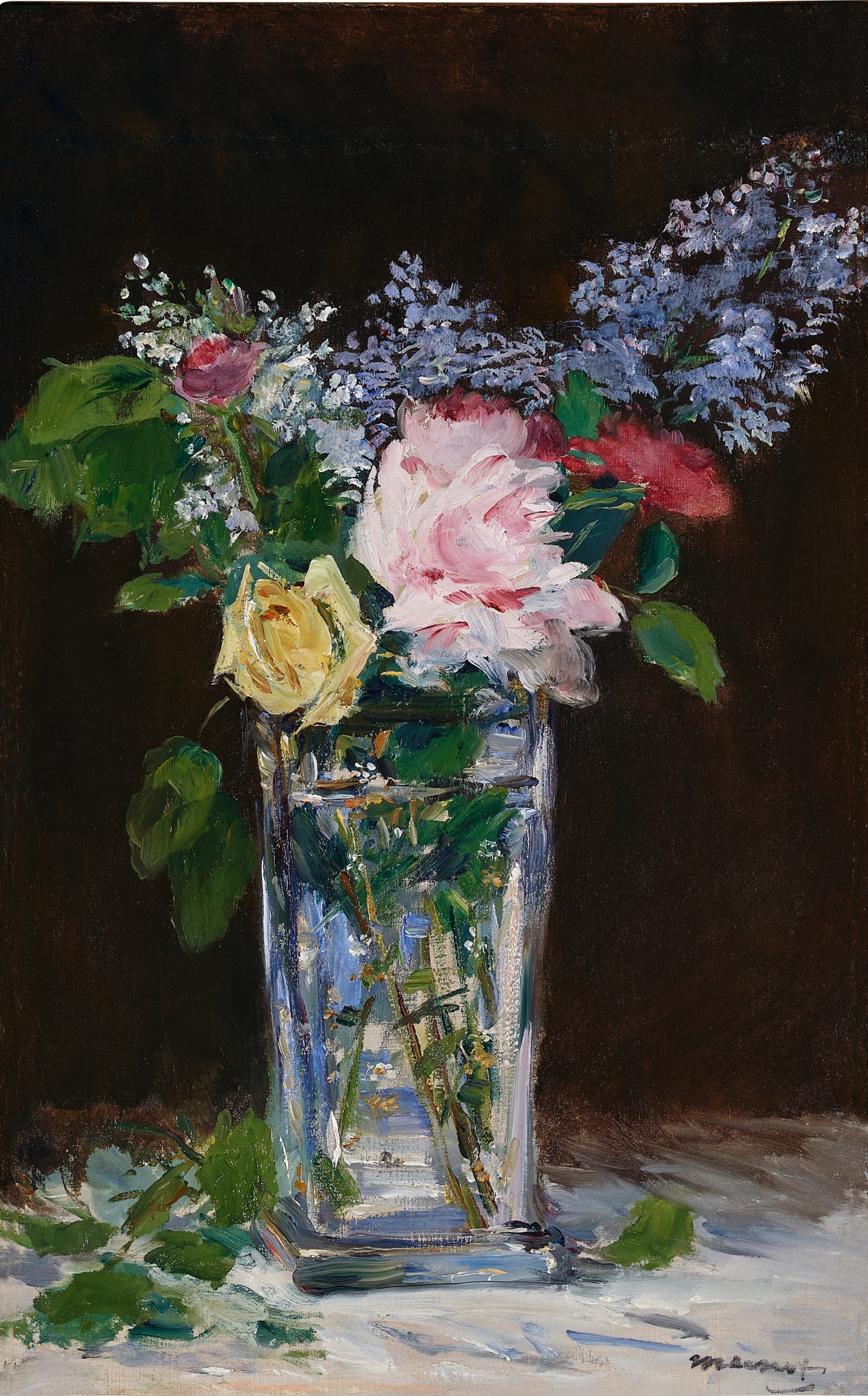 Artwork by Édouard Manet, Vase de fleurs, roses et lilas, Made of oil on canvas