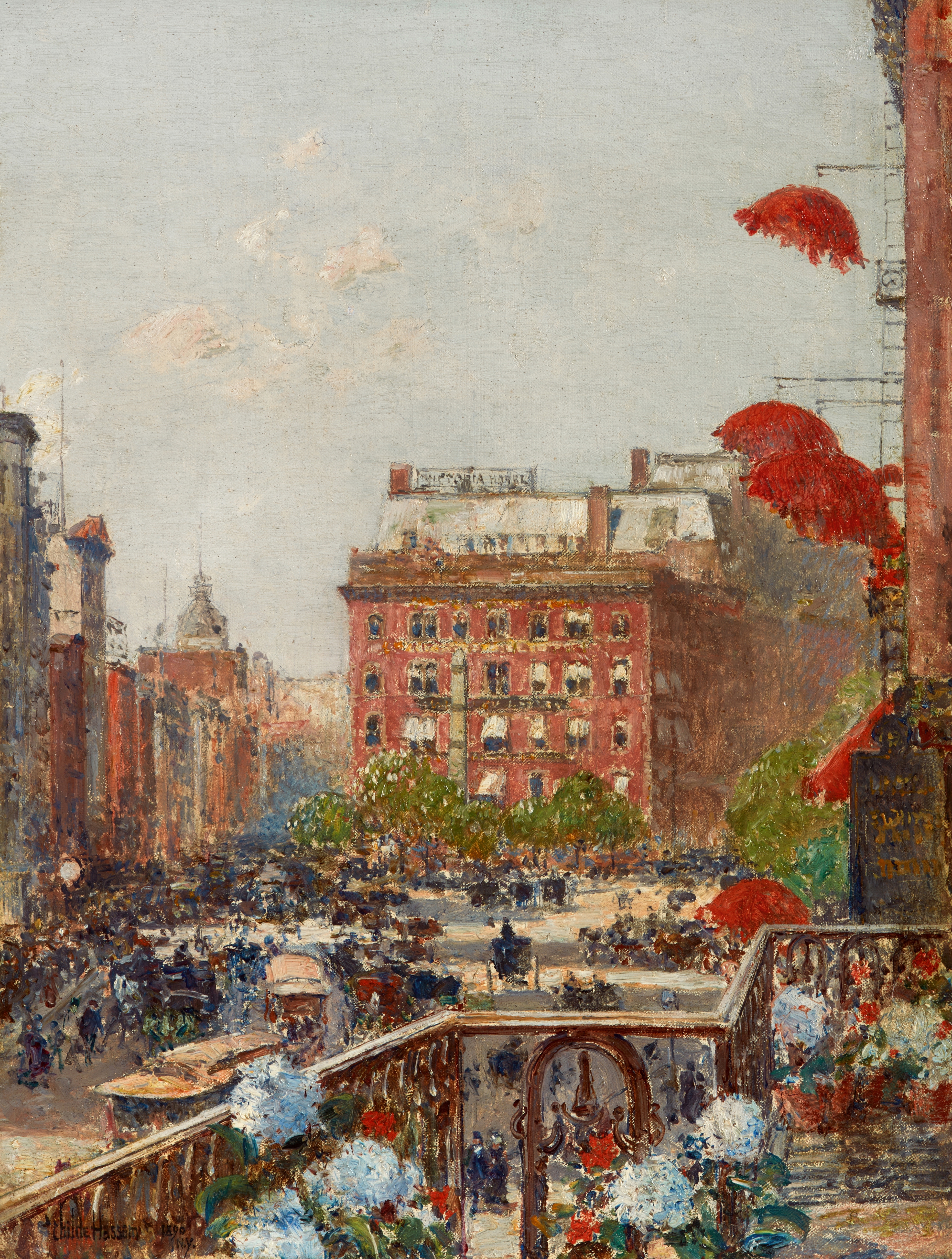 Artwork by Childe Hassam, View of Broadway and Fifth Avenue, Made of oil on canvas