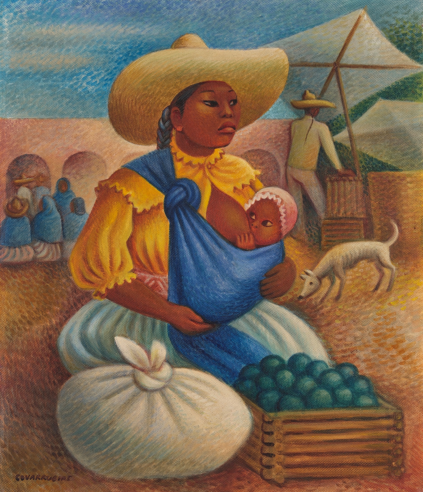 Mujer en el mercado by Miguel Covarrubias, Executed circa 1940