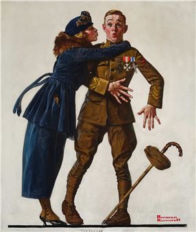 The Coward (Woman Kissing Soldier - Norman Rockwell