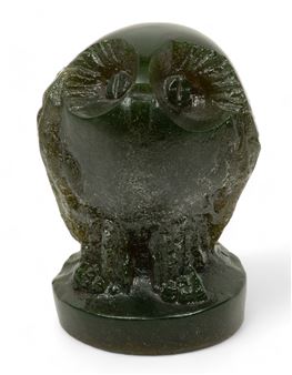 Jean-Pierre Demarchi (France, 1928-1979) for Daum, Green Pate De Verre Owl, H 5.25" Dia. 3.25 - Jean Pierre Demarchi