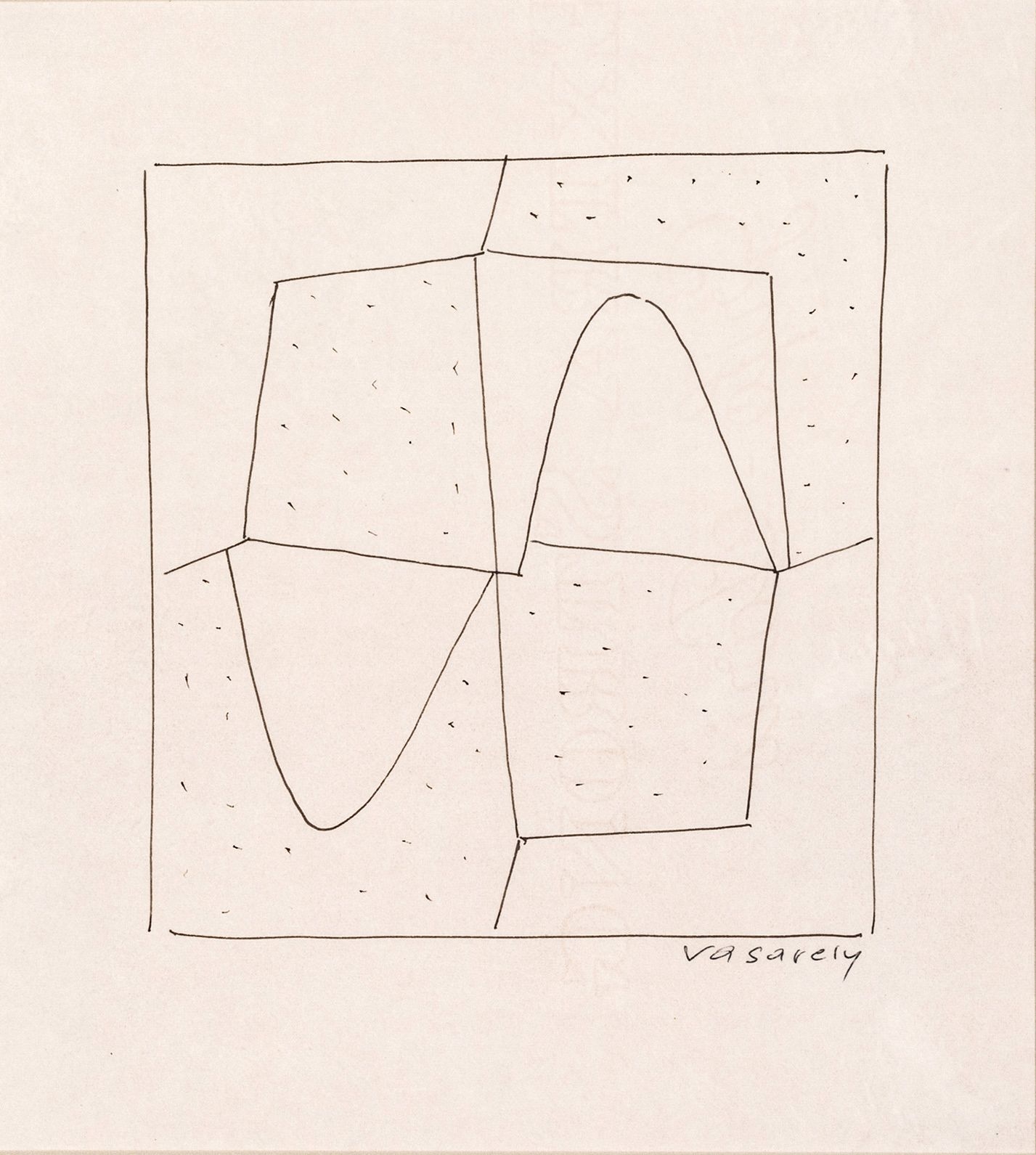 Victor Vasarely (French/Hungarian, 1906-1997) Ink on Watermarked Paper, "Untitled", H 8.5" W 7.5 - Victor Vasarely