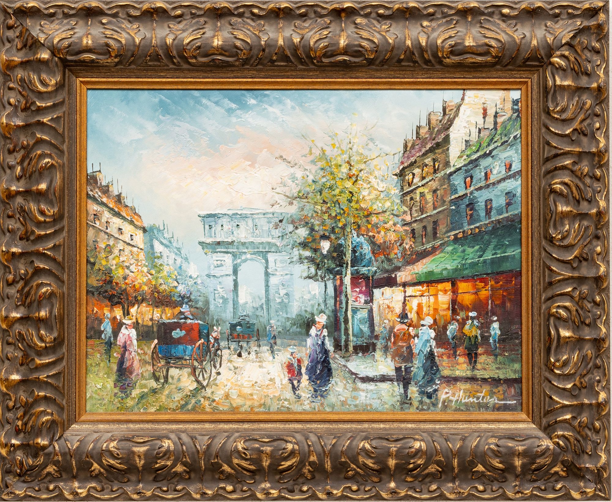 P Hunter | P. Hunter Oil on Canvas, Ca. Late 20th C., Parisian Street ...