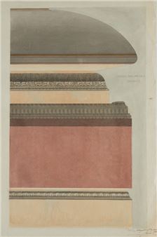 JOAQUÍN KRAMER ARNÁEZ Madrid (1842) / (1913) "Plan and details of the chapel for the Virgin", 1863 and "Cornice for a room", 1862 - Joaquín Kramer Arnáez