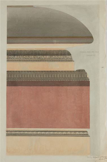 JOAQUÍN KRAMER ARNÁEZ Madrid (1842) / (1913) "Plan and details of the chapel for the Virgin", 1863 and "Cornice for a room", 1862 by Joaquín Kramer Arnáez, 1842