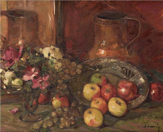 ALVE VALDEMI DEL MARE Cremona (1885) / Barcelona (1972) "Still life with a plate of apples" by Alve Valdemi del Mare, 1885