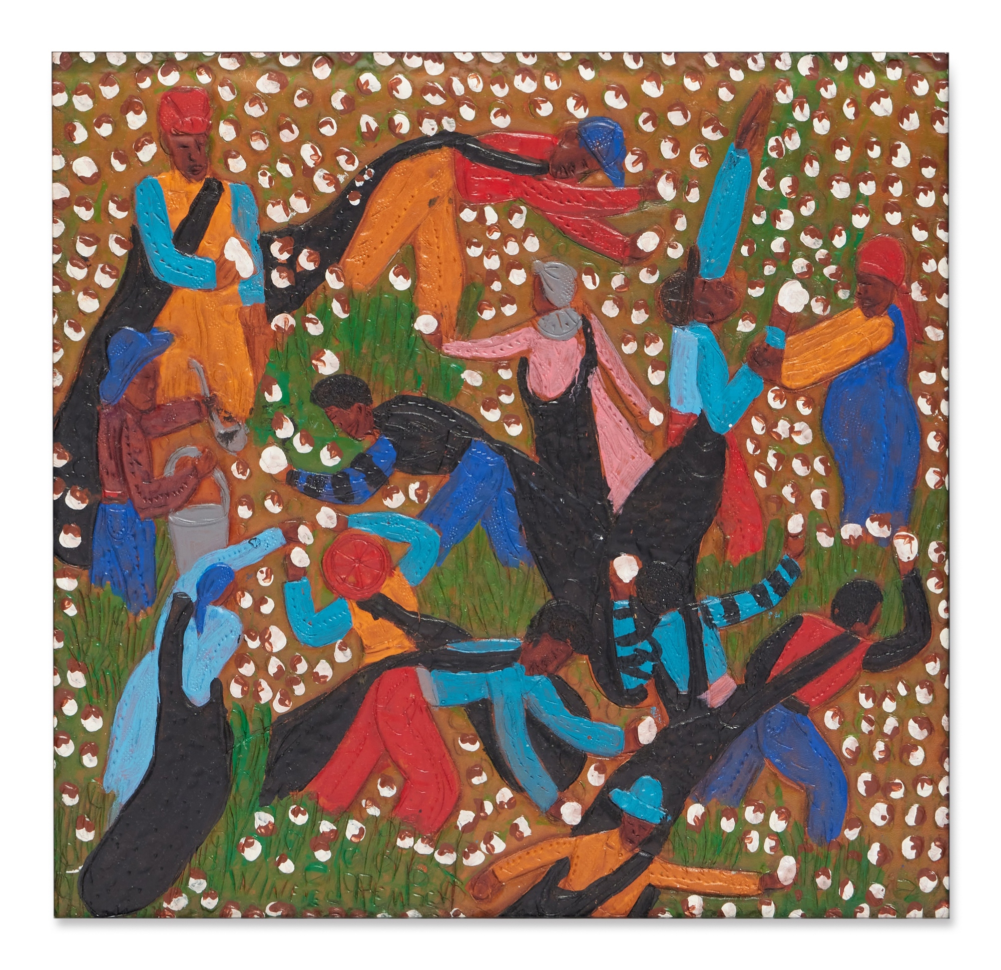 Artwork by Winfred Rembert, Winfred Rembert, Made of acrylic on carved and tooled leather