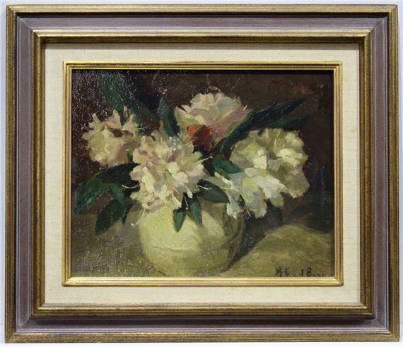 Rhododendron; Portret van een man met een snor (verso by Anna Carolina van den Berg