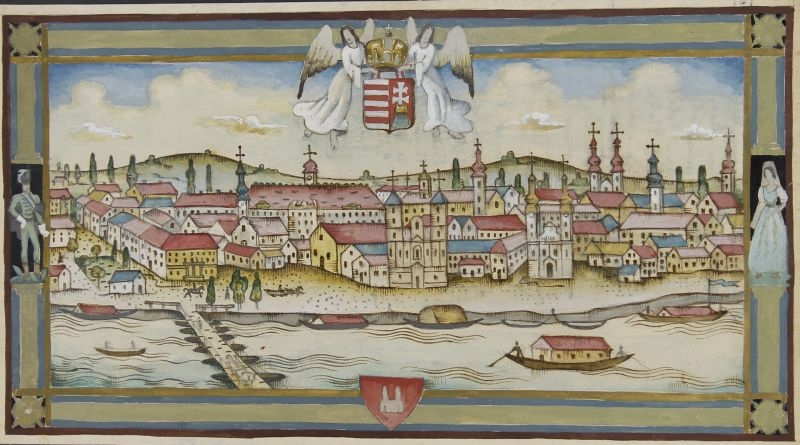 Artwork by Sándor Basilides, Hét templom a folyóparton, Made of tempera