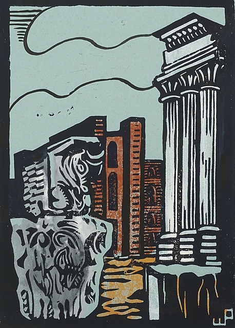 Artwork by Walter Persian, "Rom: Forum", Made of linocut