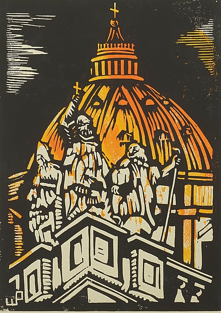 Artwork by Walter Persian, "Rom: St. Peter-Dom", Made of steel engraving