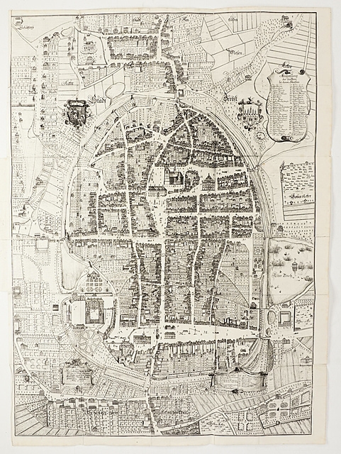 Artwork by Johann Gottfried Krügner, "Grundplan der Residenzstadt Zerbst", Made of linocut
