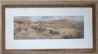 A th Century colour Print after F Stewart of a hunting sce - F. Stewart