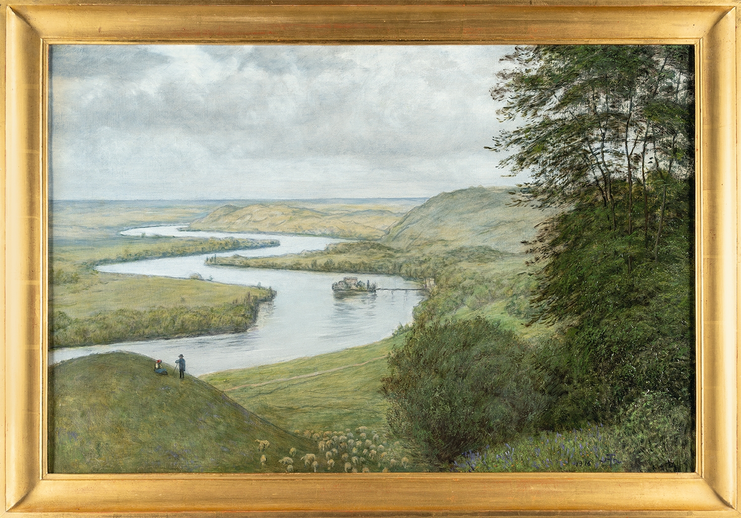 Artwork by Hans Thoma, Landscape on the Upper Rhine, Made of Oil and tempera on canvas