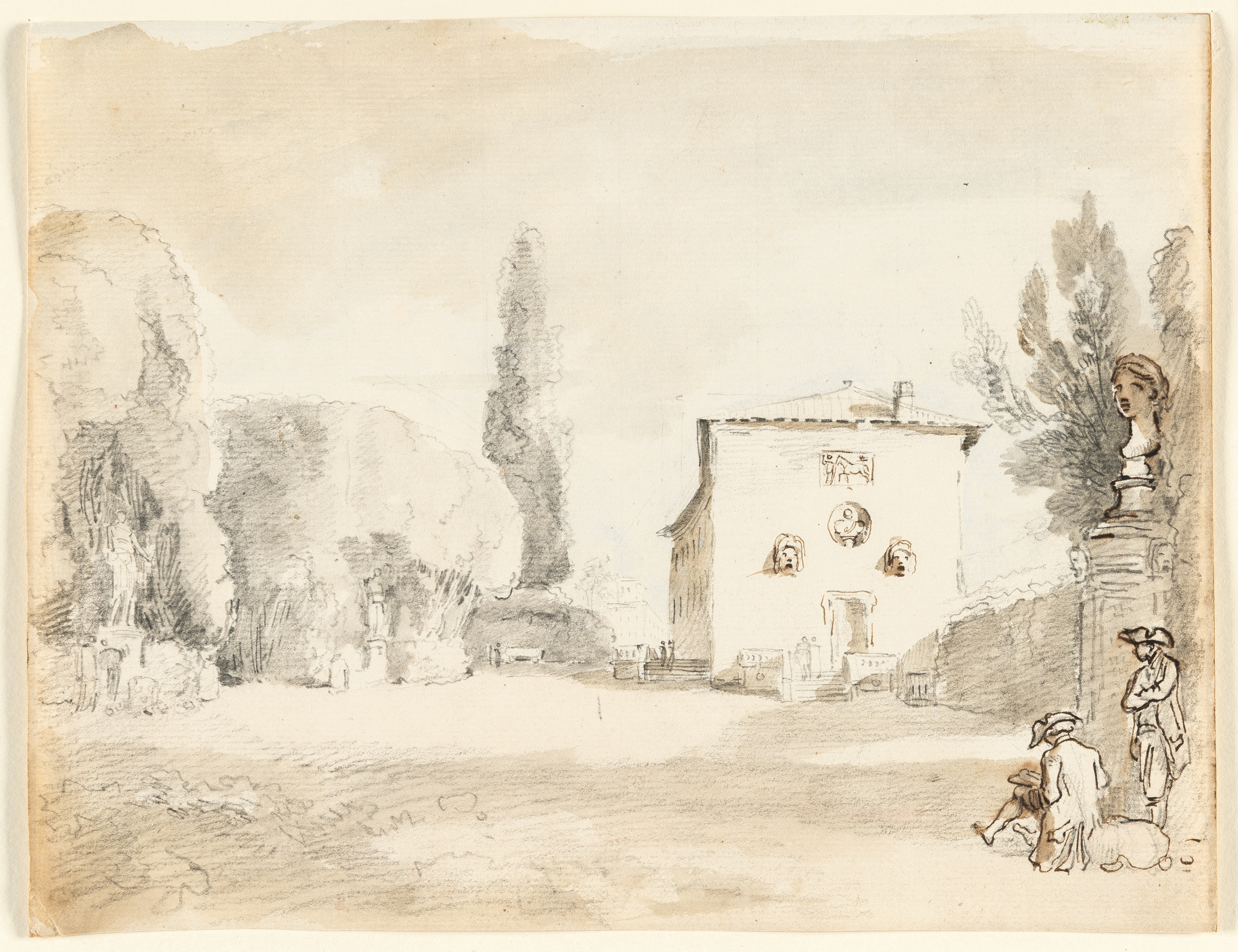 Hubert Robert | Artist drawing under the Juno Ludovisi in front of the ...