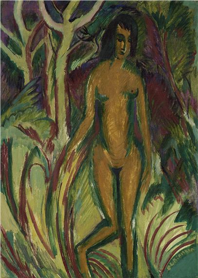 Aus dem Wald schreitender Akt by Ernst Ludwig Kirchner, Painted in 1913-1920