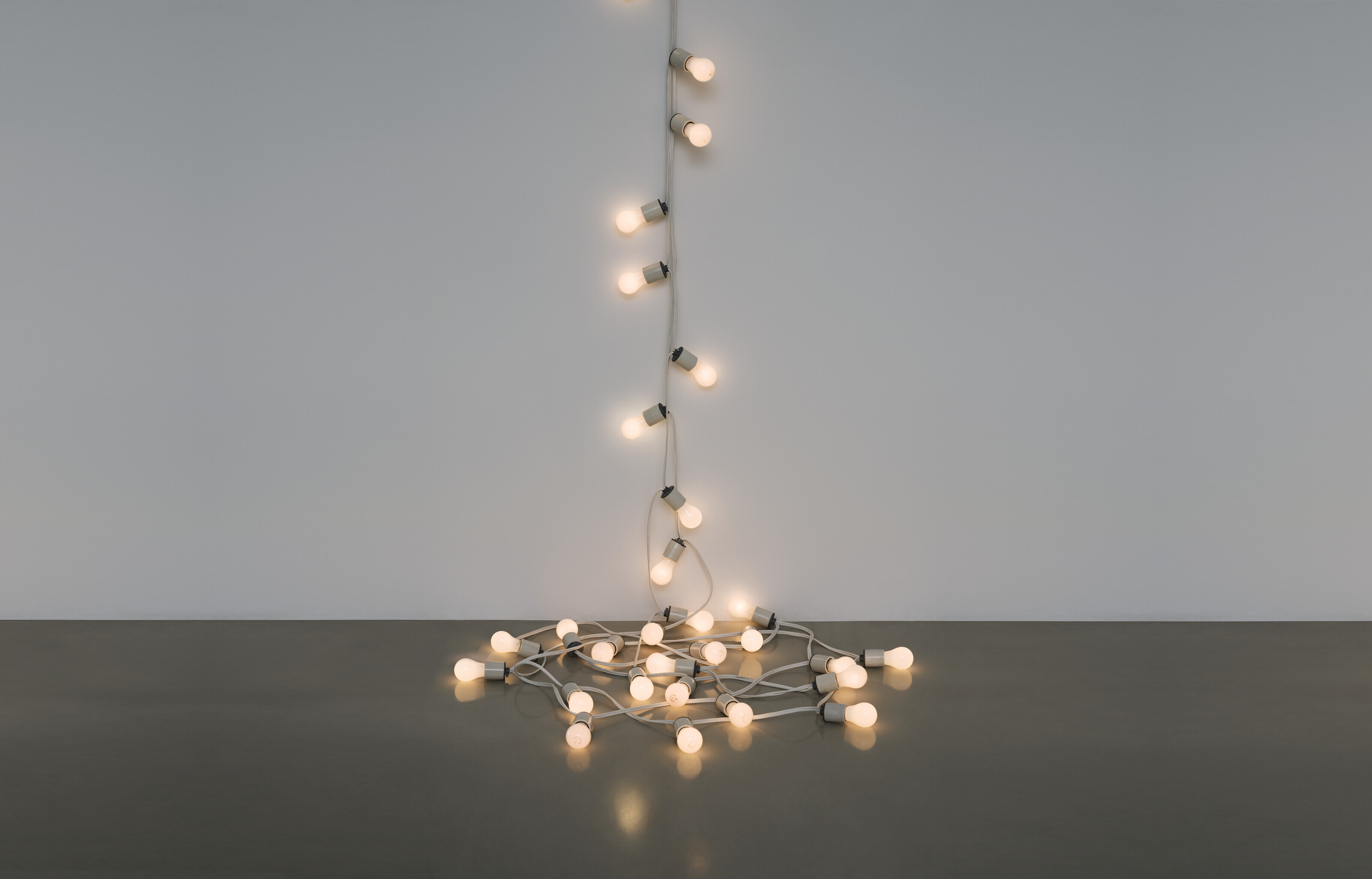 Artwork by Felix González-Torres, Untitled" (America #3, Made of 42 light bulbs, porcelain light sockets and electrical cord overall dimensions vary with installation
