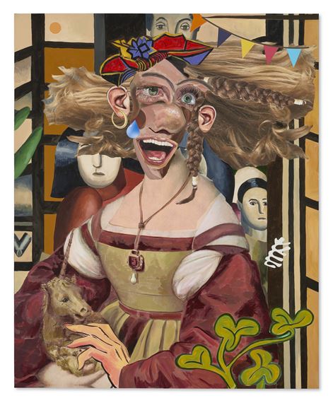 Woman with her Pet by Allison Zuckerman, Executed in 2017