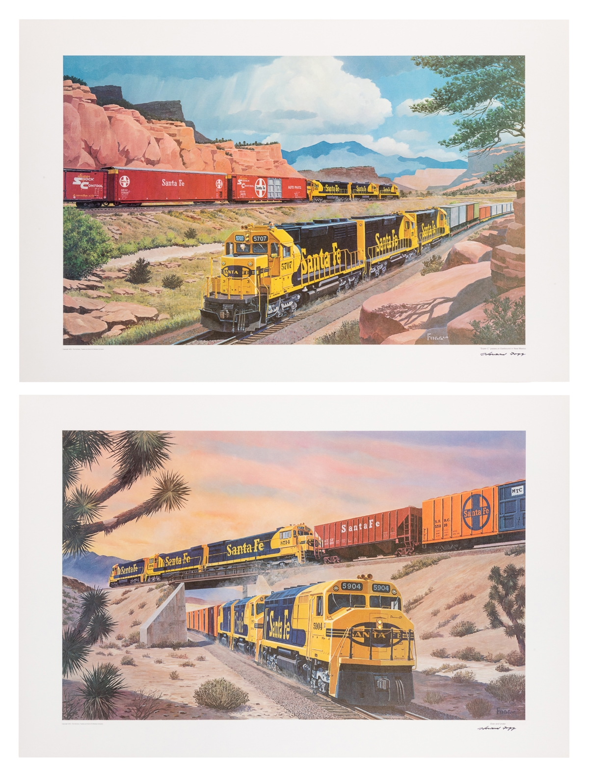 Howard Fogg | (1917 – 1996). Pair of Santa Fe Railway signed prints ...