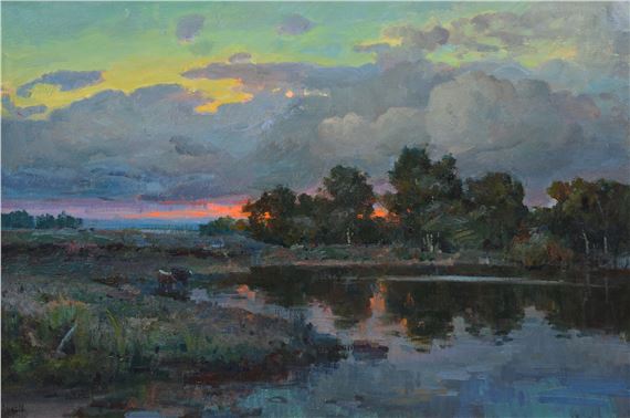 Large Galust Berberian Landscape Painting - Galust Berberian