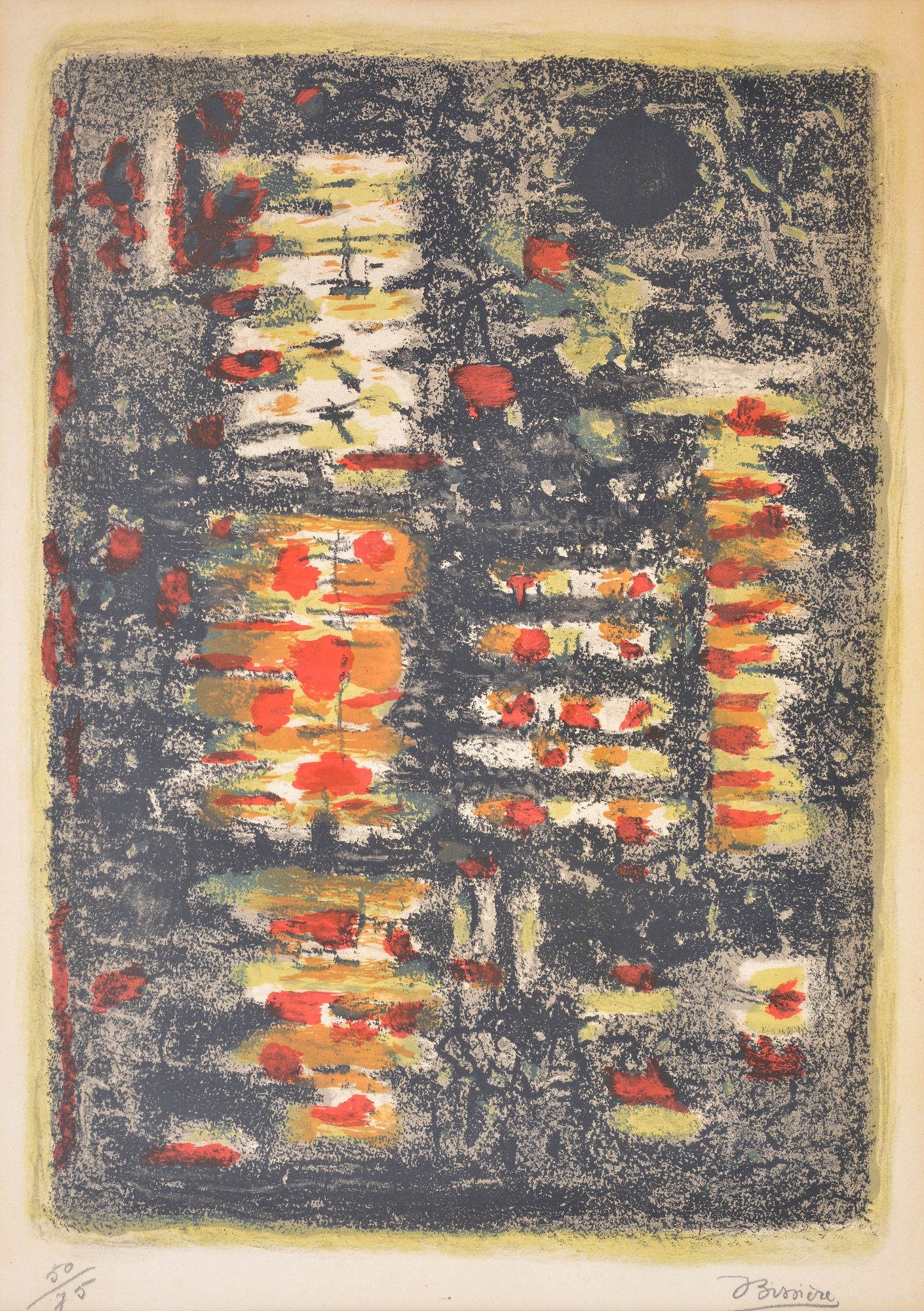 Artwork by Roger Bissière, Roger Bissiere LUMIERE DANS LA FORET Lithograph, Made of lithograph