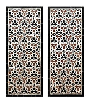A PAIR OF 15TH / 17TH CENTURY OTTOMAN / MAMLUK GEOMETRIC MARBLE MOSAIC WALL PANELS, EGYPT - Egyptian School 17th Century