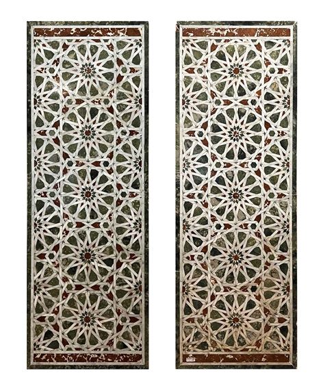 A PAIR OF 15TH / 17TH CENTURY OTTOMAN / MAMLUK GEOMETRIC MARBLE MOSAIC WALL PANELS, EGYPT by Egyptian School 17th Century, 15TH / 17TH CENTURY