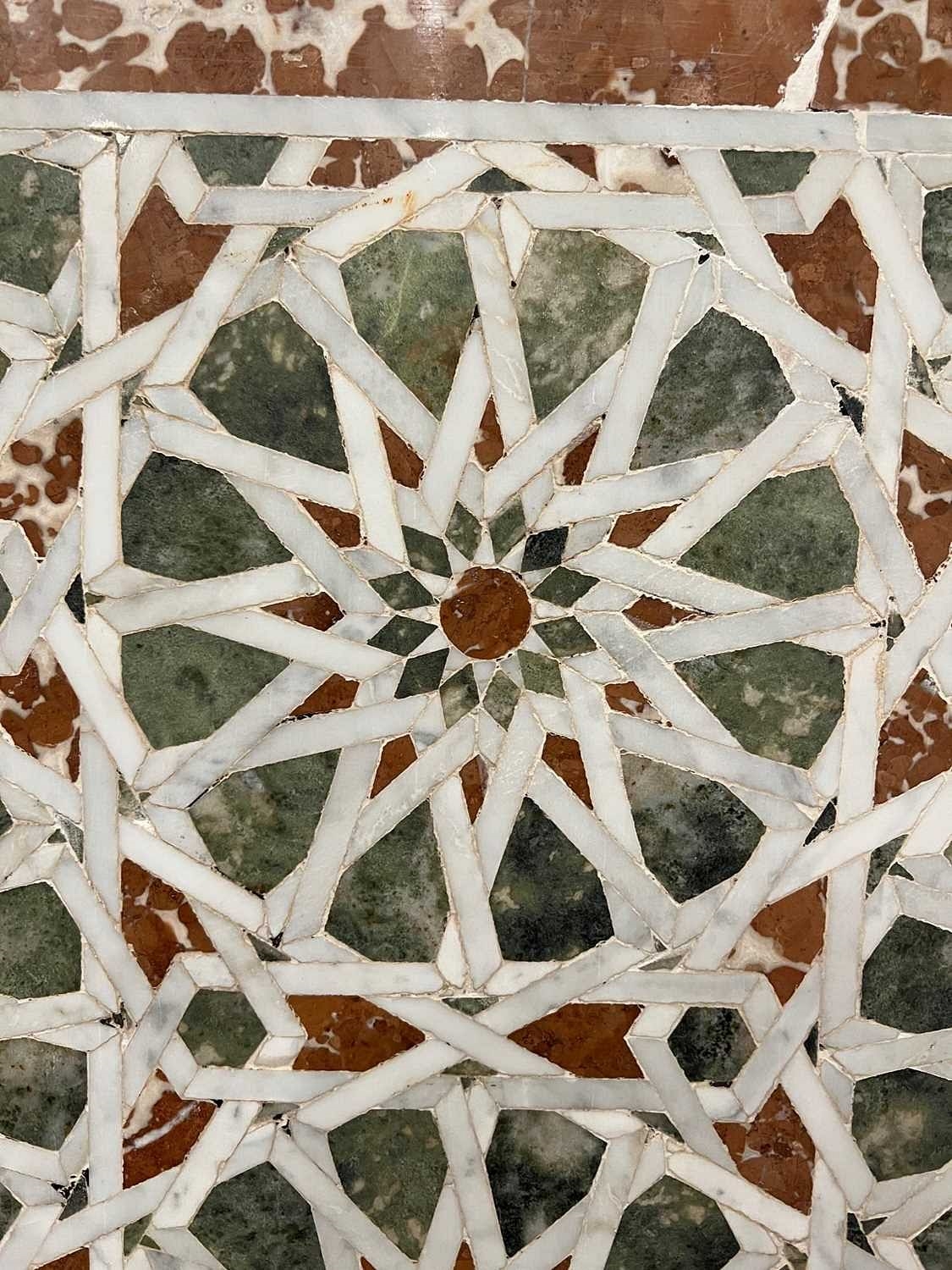 Artwork by Egyptian School 17th Century, A PAIR OF 15TH / 17TH CENTURY OTTOMAN / MAMLUK GEOMETRIC MARBLE MOSAIC WALL PANELS, EGYPT, Made of white tesserae with