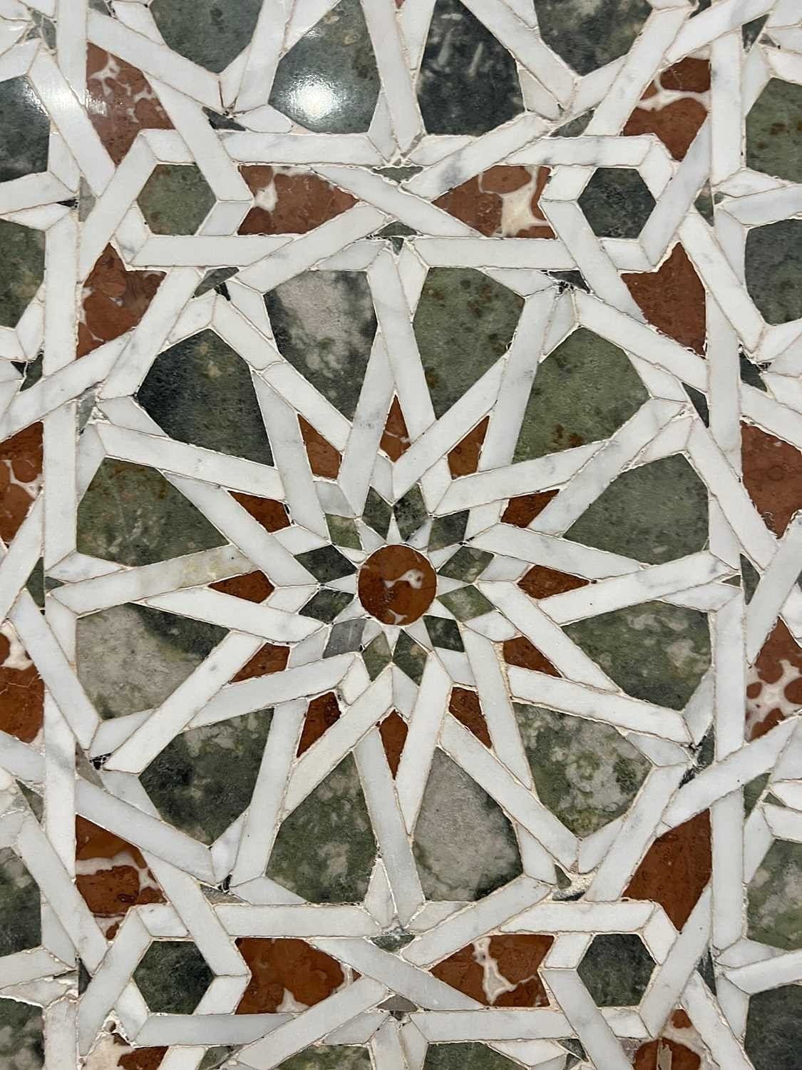 Artwork by Egyptian School 17th Century, A PAIR OF 15TH / 17TH CENTURY OTTOMAN / MAMLUK GEOMETRIC MARBLE MOSAIC WALL PANELS, EGYPT, Made of white tesserae with