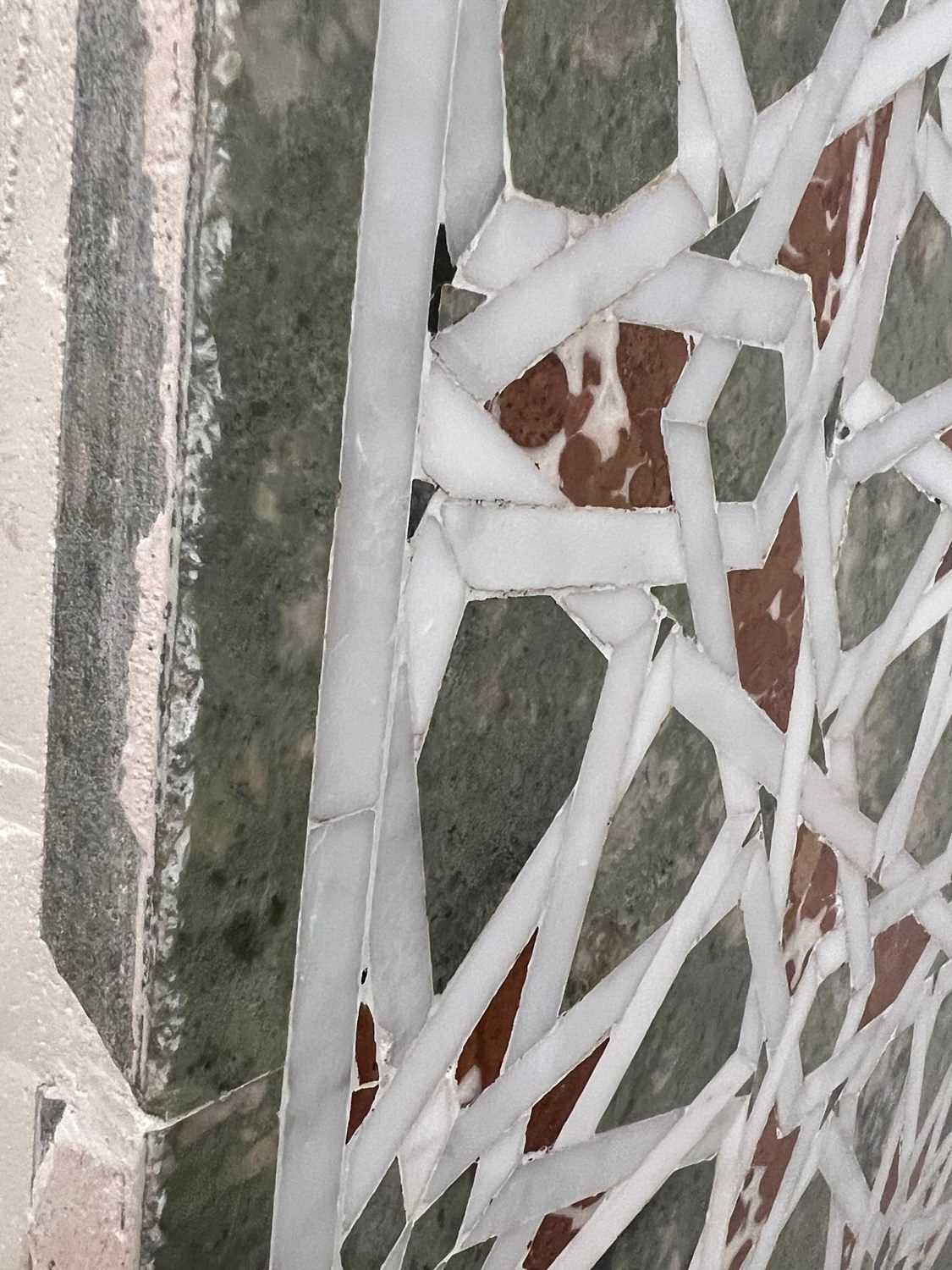 Artwork by Egyptian School 17th Century, A PAIR OF 15TH / 17TH CENTURY OTTOMAN / MAMLUK GEOMETRIC MARBLE MOSAIC WALL PANELS, EGYPT, Made of white tesserae with