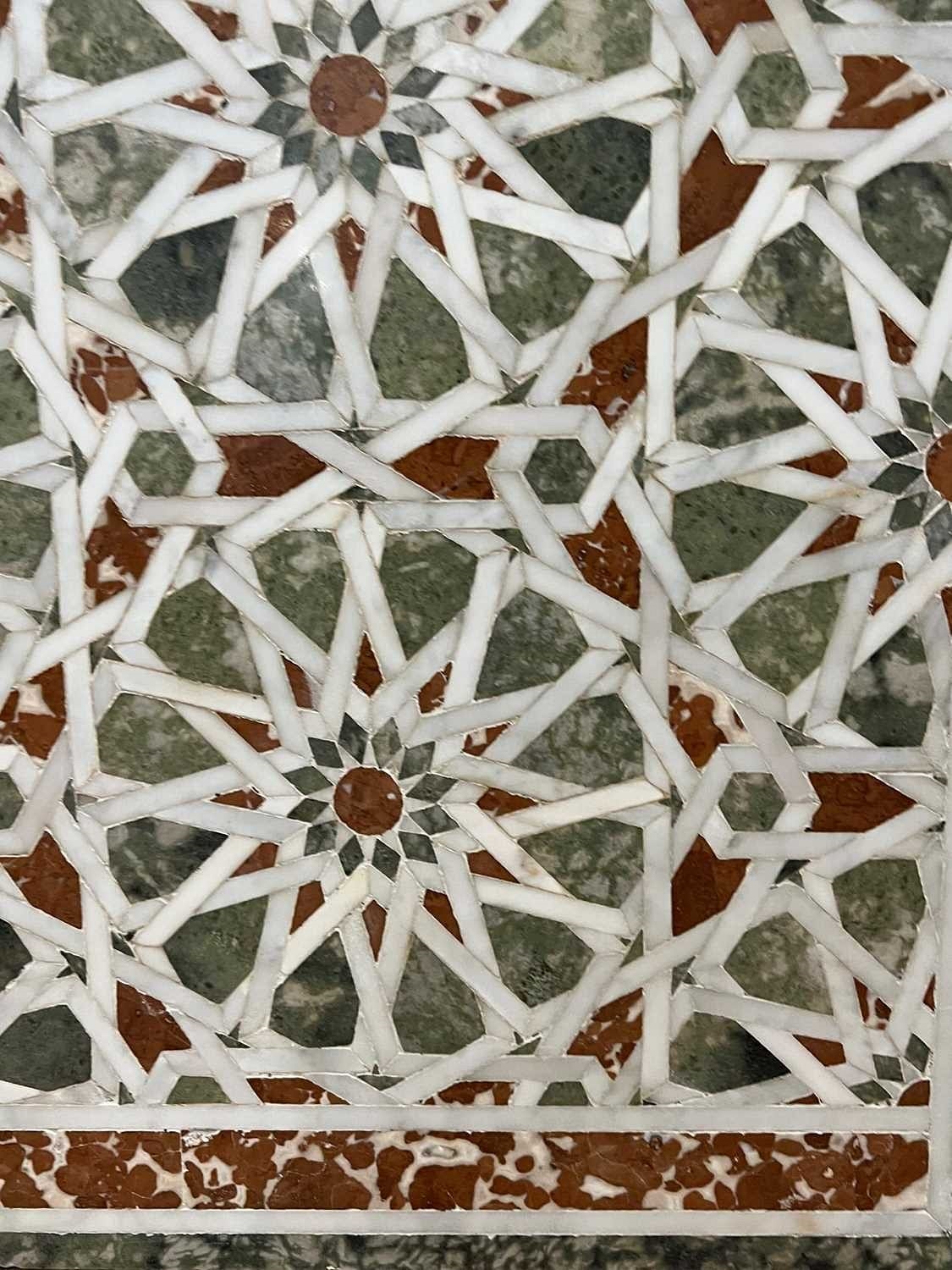 Artwork by Egyptian School 17th Century, A PAIR OF 15TH / 17TH CENTURY OTTOMAN / MAMLUK GEOMETRIC MARBLE MOSAIC WALL PANELS, EGYPT, Made of white tesserae with