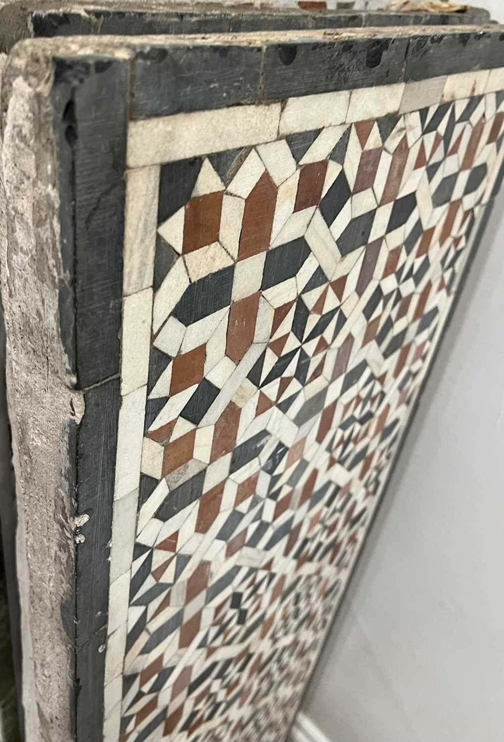 Artwork by Egyptian School 17th Century, A PAIR OF 15TH / 17TH CENTURY OTTOMAN / MAMLUK GEOMETRIC MARBLE MOSAIC WALL PANELS, EGYPT, Made of red, black and white tesserae with