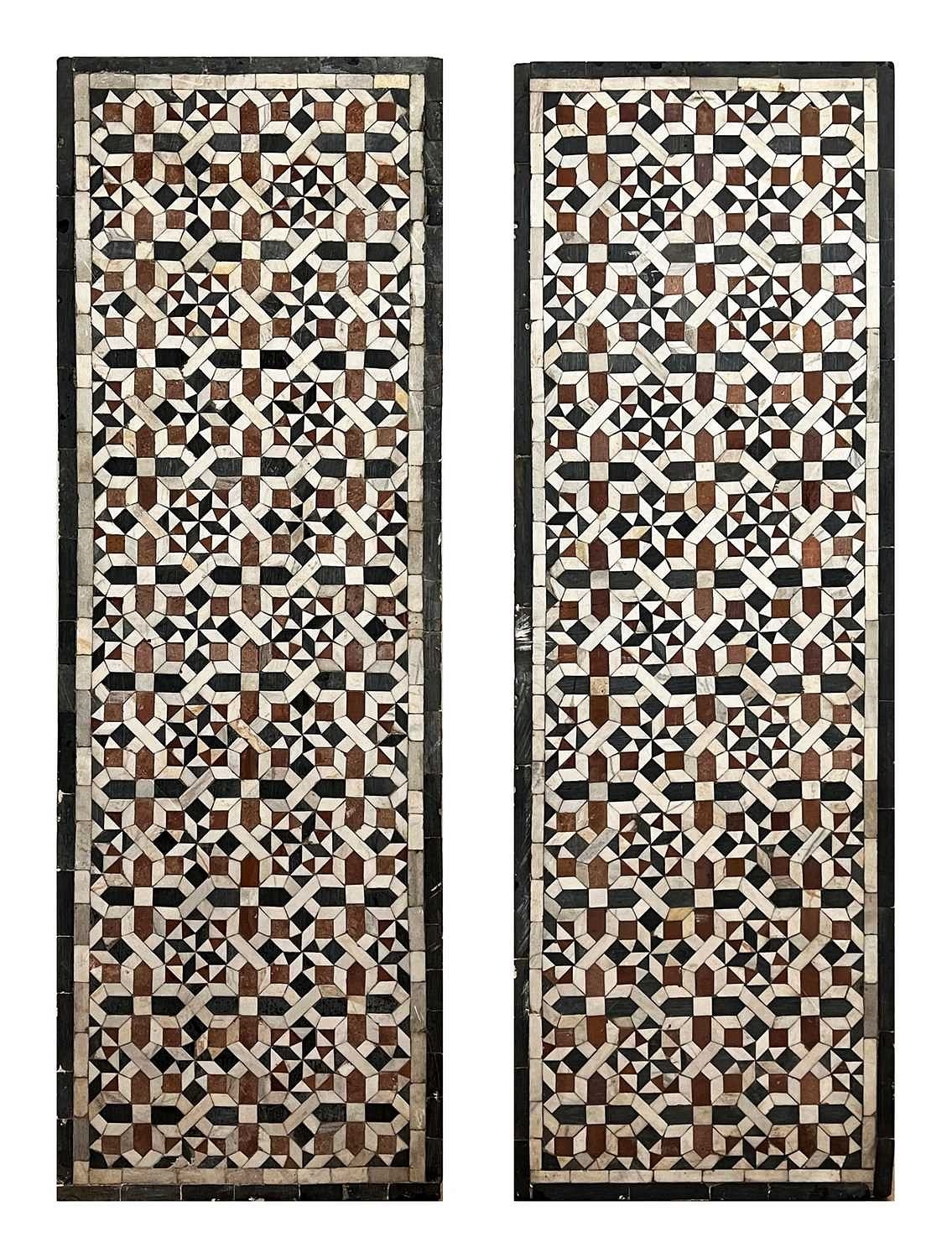 Artwork by Egyptian School 17th Century, A PAIR OF 15TH / 17TH CENTURY OTTOMAN / MAMLUK GEOMETRIC MARBLE MOSAIC WALL PANELS, EGYPT, Made of red, black and white tesserae with