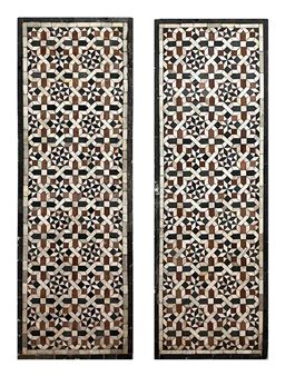 A PAIR OF 15TH / 17TH CENTURY OTTOMAN / MAMLUK GEOMETRIC MARBLE MOSAIC WALL PANELS, EGYPT - Egyptian School 17th Century