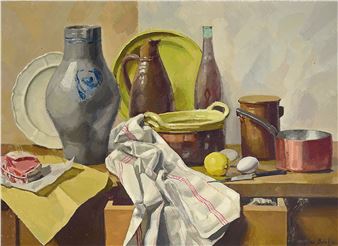 still life withkitchen utensils, - Louis Valdo-Barbey